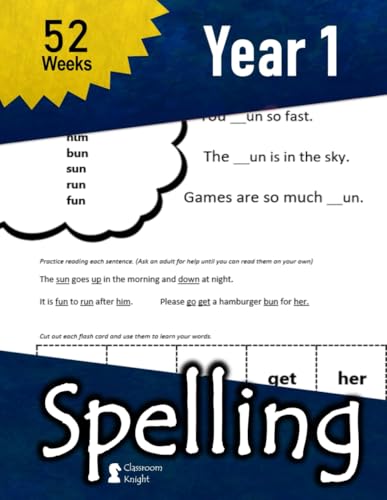 Year 1 Spelling: 52 Weeks of Spelling - Vocabulary Sentences (with Answer Key) – High Frequency Sight Words (Flash Cards Included) : Comprehensive ... Vocab, & Reading): Year 1 (Ages 5-6)