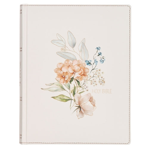 KJV Note-Taking Bible Large Print (Faux Leather Hardcover, White Floral)