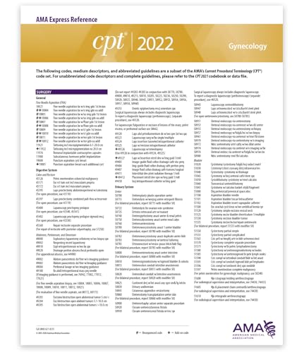 CPT Express Reference Coding Card 2022: Gynecology
