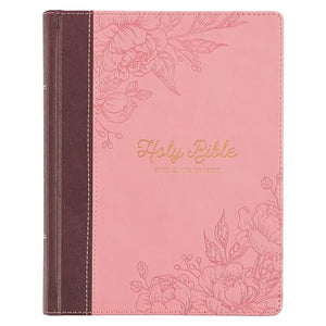 KJV Holy Bible, Note-Taking Bible, Faux Leather Hardcover - King James Version, Brown/Pink 