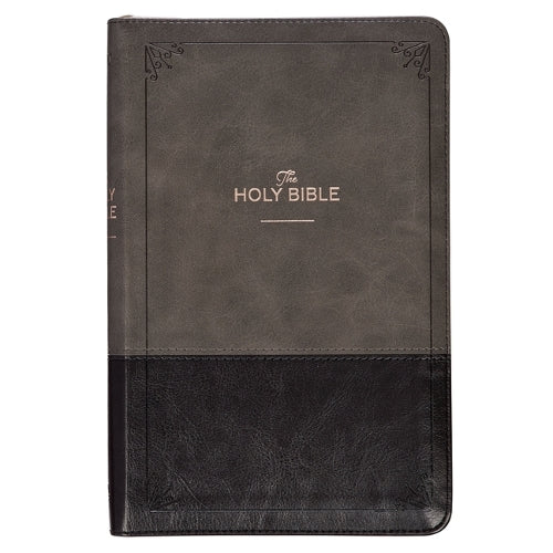 KJV Bible Deluxe Gift (Faux Leather, Gray/Black W/Zipper)