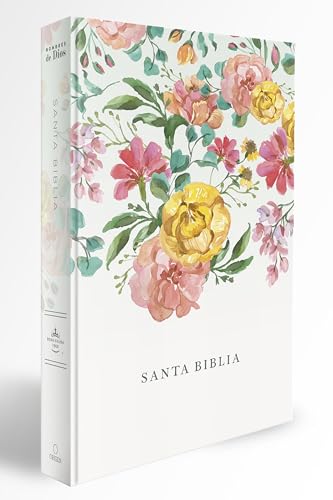 Biblia Reina Valera 1960 tamaño manual, tapa dura, flores rosadas / Spanish Bible RVR 1960 Handy Size, LP, HC, pink flowers