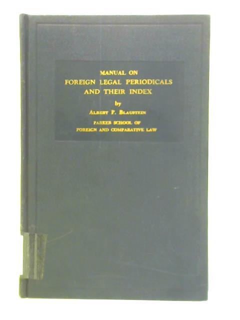 Manual on Foreign Legal Periodcals and Their Index