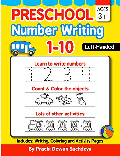 Preschool Number Writing 1 - 10, Left handed kids, Ages 3+