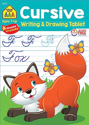 School Zone - Cursive Writing & Drawing Tablet, Ages 7 and Up, Cursive ...