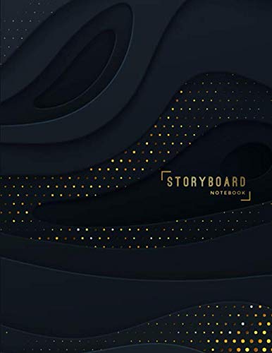 Storyboard Notebook: 8.5 x 11 in, 6 Panel 16:9, 250 Pages, Black and Gold Theme