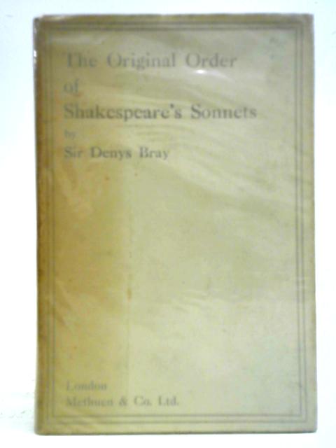 The Original Order of Shakespeare's Sonnets