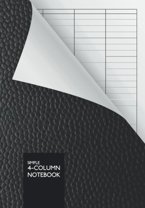 Simple 4-Column Notebook: DIN A5 | 110 Pages | Perfect Binding | Durable Softcover | Lined With 4-Column Template