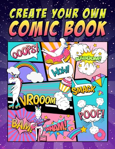 Create Your Own Comic Book  Blank Comic Book Templates for Adults Teens  Kids Unicorn Cover