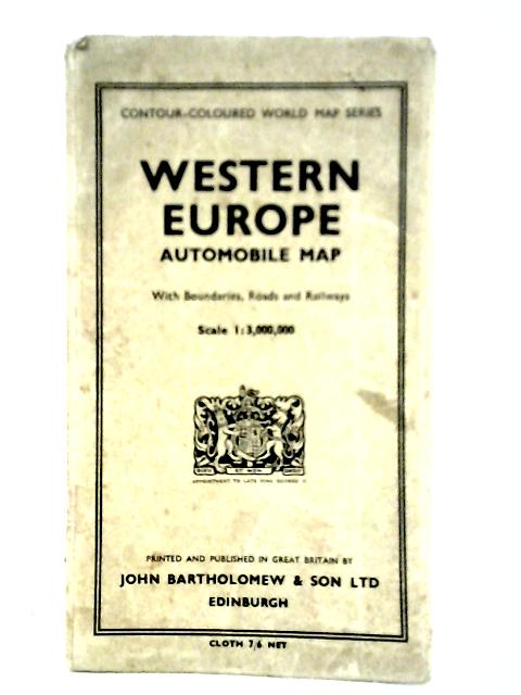Western Europe Automobile Map, With Boundaries, Roads and Railways [Contour-Coloured World Map Series]