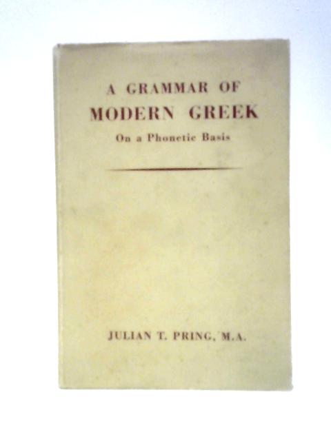 A Grammar of Modern Greek