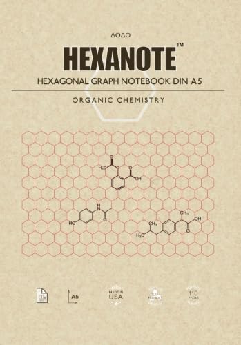 HEXANOTE - Hexagonal Graph Notebook DIN A5 - Organic Chemistry: 110 pages hexagonal graph paper notebook for drawing organic chemistry structures