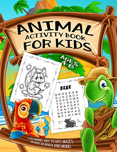 Animal Activity Book for Kids Ages 4-8