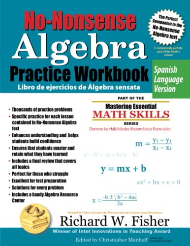 No-Nonsense Algebra Practice Workbook, Spanish Language Version