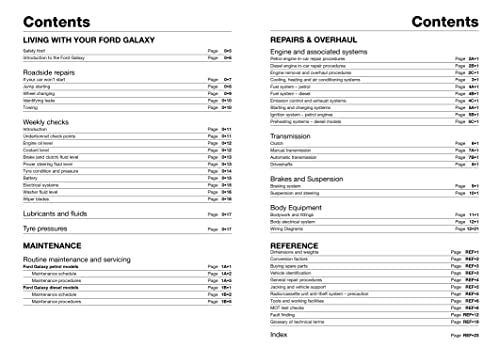 Ford Galaxy Petrol & Diesel (95 - Aug 00)