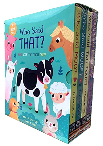 Who Said That Series Lift the Flap Touch and Feel 4 Books Collection Set By Yi Hsuan Mu(Moo,Woof,Twit Twoo & Cheep)