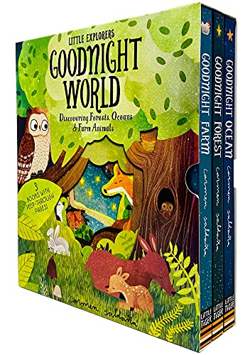 Peep Inside Goodnight World Little Explorers series 3 Books Collection Box Set by Little Tiger (Goodnight Farm, Goodnight Forest & Goodnight Ocean