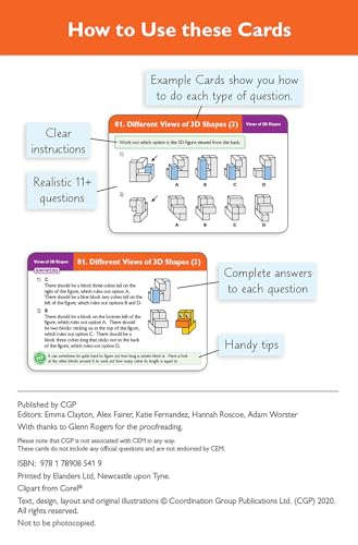 11+ CEM Revision Question Cards: Non-Verbal Reasoning 3D & Spatial - Ages 10-11