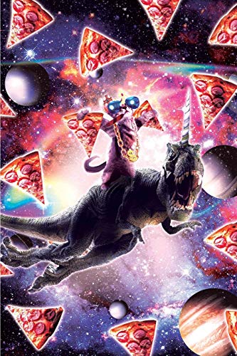 Thug Space Cat On Dinosaur Unicorn - Pizza Daily Weekly Planner