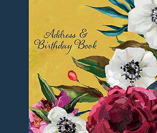 Gifted Stationery Address and Birthday Book for All Your Contacts. Cloth Covered Spiral Binding Journal Notebook to Keep Track of Names, Address, Phone, Email, Birthdays and More, 200 Pages, Flourish