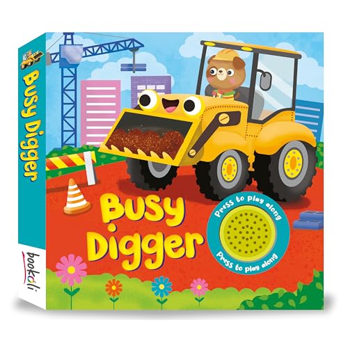 Bookoli | Busy Digger Sound Book for Toddlers | Construction Vehicle Board Book with Sounds | Perfect Gift for Boys | Childrens Book with Vehicle Sound
