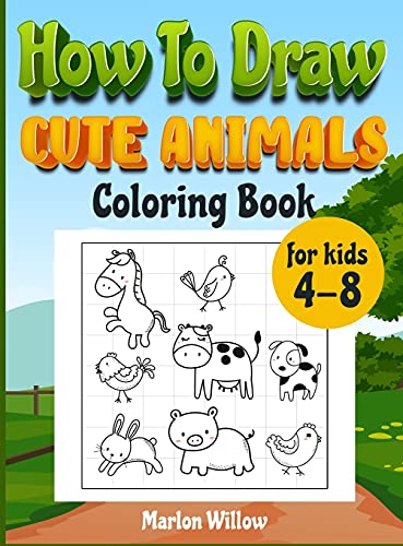 How to draw cute animals coloring book for kids 4-8