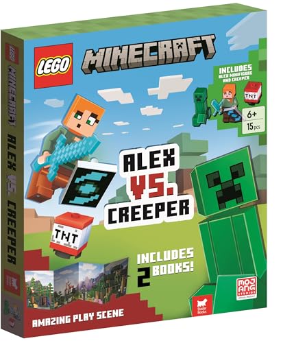 LEGO Minecraft: Alex vs. Creeper (with Alex minifigure, Creeper minibuild, LEGO pieces, 2 books and fold-out play scene)