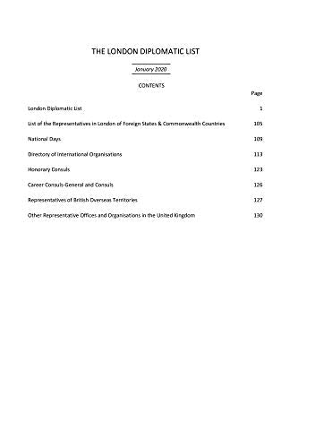 The London Diplomatic List 2020