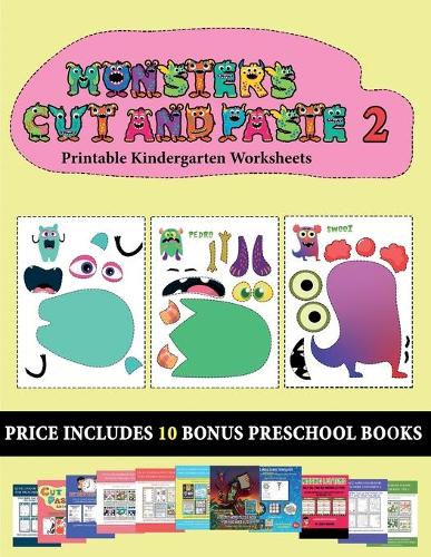 Printable Kindergarten Worksheets (20 full-color kindergarten cut and paste activity sheets - Monsters 2)