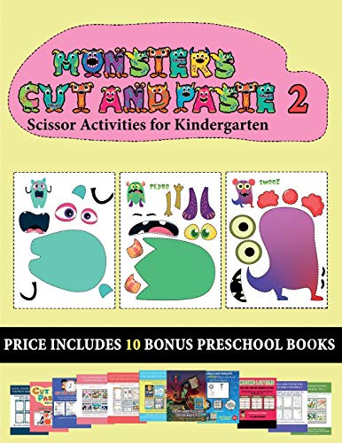 Scissor Activities for Kindergarten (20 full-color kindergarten cut and paste activity sheets - Monsters 2)