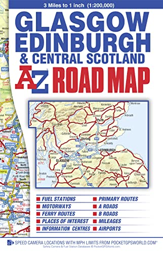 Glasgow, Edinburgh and Central Scotland A-Z Road Map