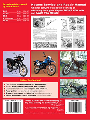 Suzuki GS, GN, GZ & DR125 Singles (82 - 05) Haynes Repair Manual