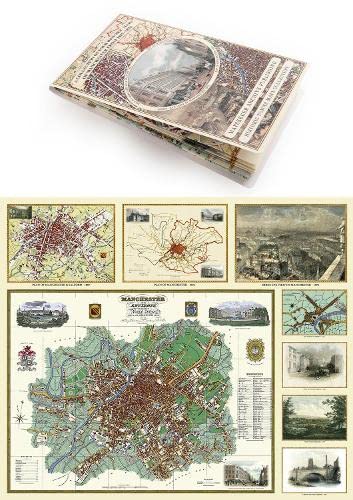 Manchester 1650 - 1876 - Fold Up Map featuring William Swire's Plan of Manchester and Environs 1824, Cole and Ropers Plan of Manchester and Salford 1807, Dawson's Reform Plan of 1831, A Birds Eye View of 1876 Manchester and a Plan of Manchester of 1650