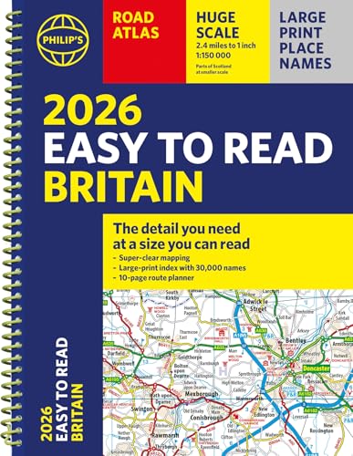2026 Philip's Easy to Read Road Atlas of Britain