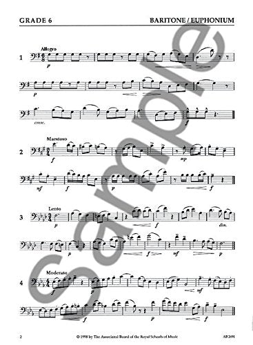 Specimen Sight-Reading Tests for Baritone, Euphonium and Tuba (Bass clef), Grades 6-8