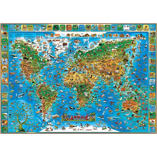 Animals of the World kids wall map laminated