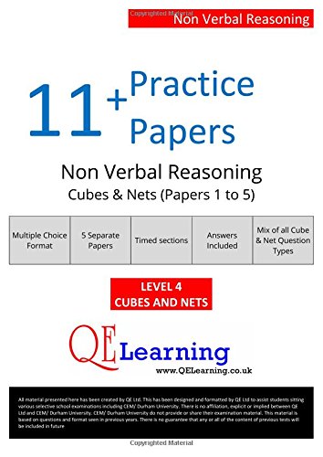 11+ Practice Papers - Non Verbal Reasoning 3D Nets and Cubes - Level 4- Papers 1 to 5