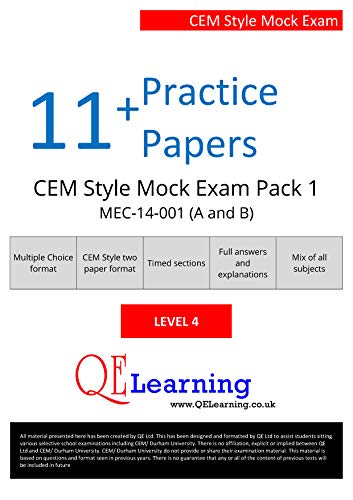 11+ Practice Papers - CEM Style Mock Exam - Level 4 - Pack 1