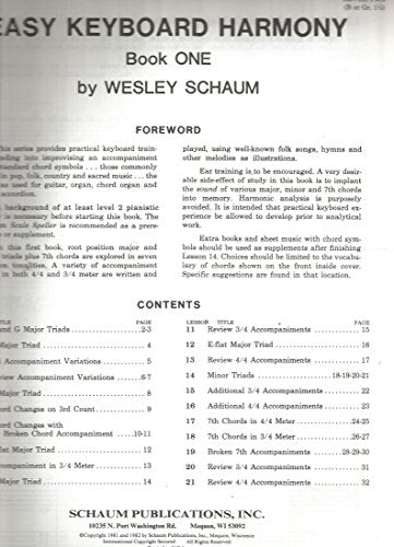 Easy Keyboard Harmony.: Book 1 Upper Elementary Level