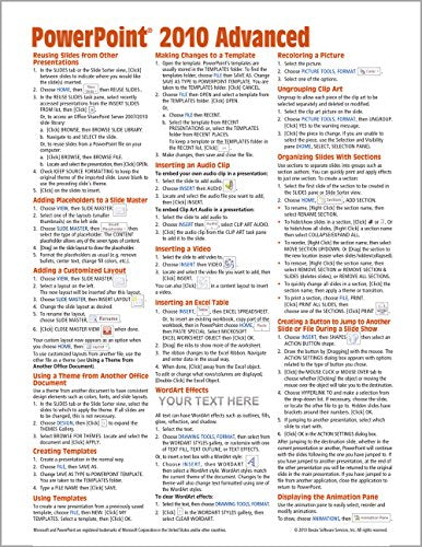 Microsoft PowerPoint 2010 Advanced Quick Reference Guide (Cheat Sheet of Instructions, Tips and Shortcuts - Laminated Card)