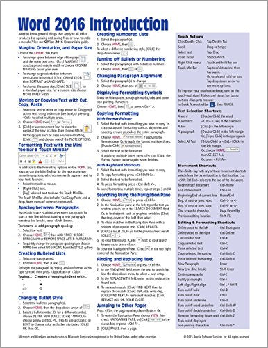 Microsoft Word 2016 Introduction Quick Reference Guide - Windows Version (Cheat Sheet of Instructions, Tips and Shortcuts - Lamina