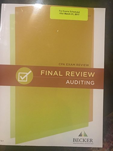 CPA FINAL REVIEW AUDITING V 3.1 - BECKER AUDIT Paperback