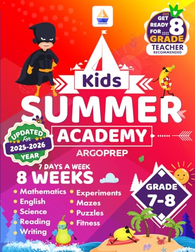 Kids Summer Academy by ArgoPrep  Grades   Weeks of Math Reading Science Logic Fitness and Yoga  Online Access Included  Prevent Summer Learning Loss