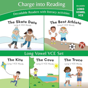 Charge into Reading Decodable Books (Stage 4): 5 Long Vowel VCE Decodable Readers to Help Kindergarten and First Grade Beginning Readers Learn to Read (One Long Vowel VCE Type Per Book) 