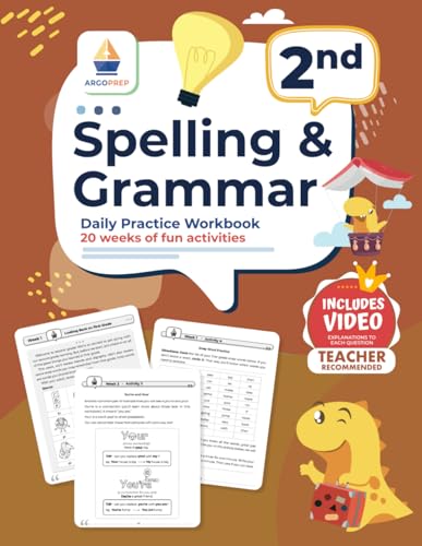 2nd Grade Spelling and Grammar Daily Practice Workbook: 20 Weeks of Fun Activities | Video Explanations | Homeschooling & Classroom Resource