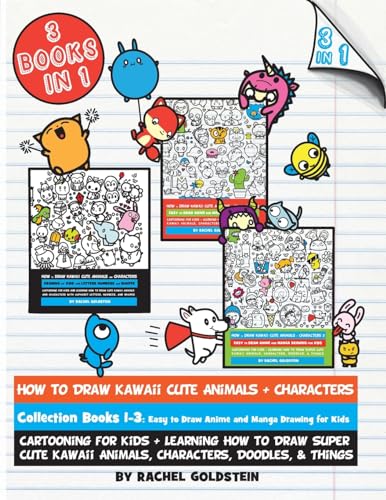 How to Draw Kawaii Cute Animals + Characters Collection Books 1-3