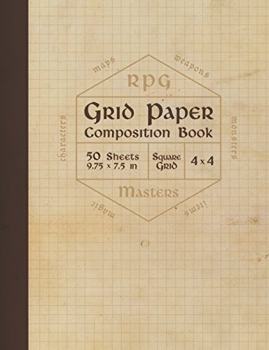 RPG Grid Paper Composition Book Blank Quad Ruled Graph Paper for Role Playing Games  sheets thick  lb cream paper  inch squares  x