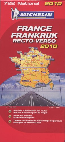 FRANCE FRANKRIJK RECTO / VERSO 11722 CARTE ' NATIONAL ' 2010 MICHELIN KAART (KAARTEN/CARTES MICHELIN)