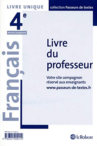 Passeurs de textes - Français 4e Cycle 4 - Livre du professeur
