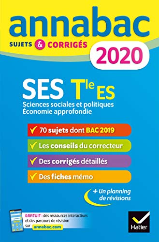 Annales Annabac 2020 SES Tle ES Spécifique & spécialités: sujets et corrigés du bac Terminale ES